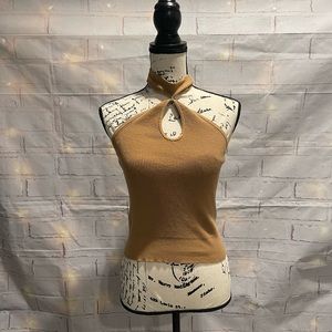 Banana Republic Tan Cross Halter Sweater Top